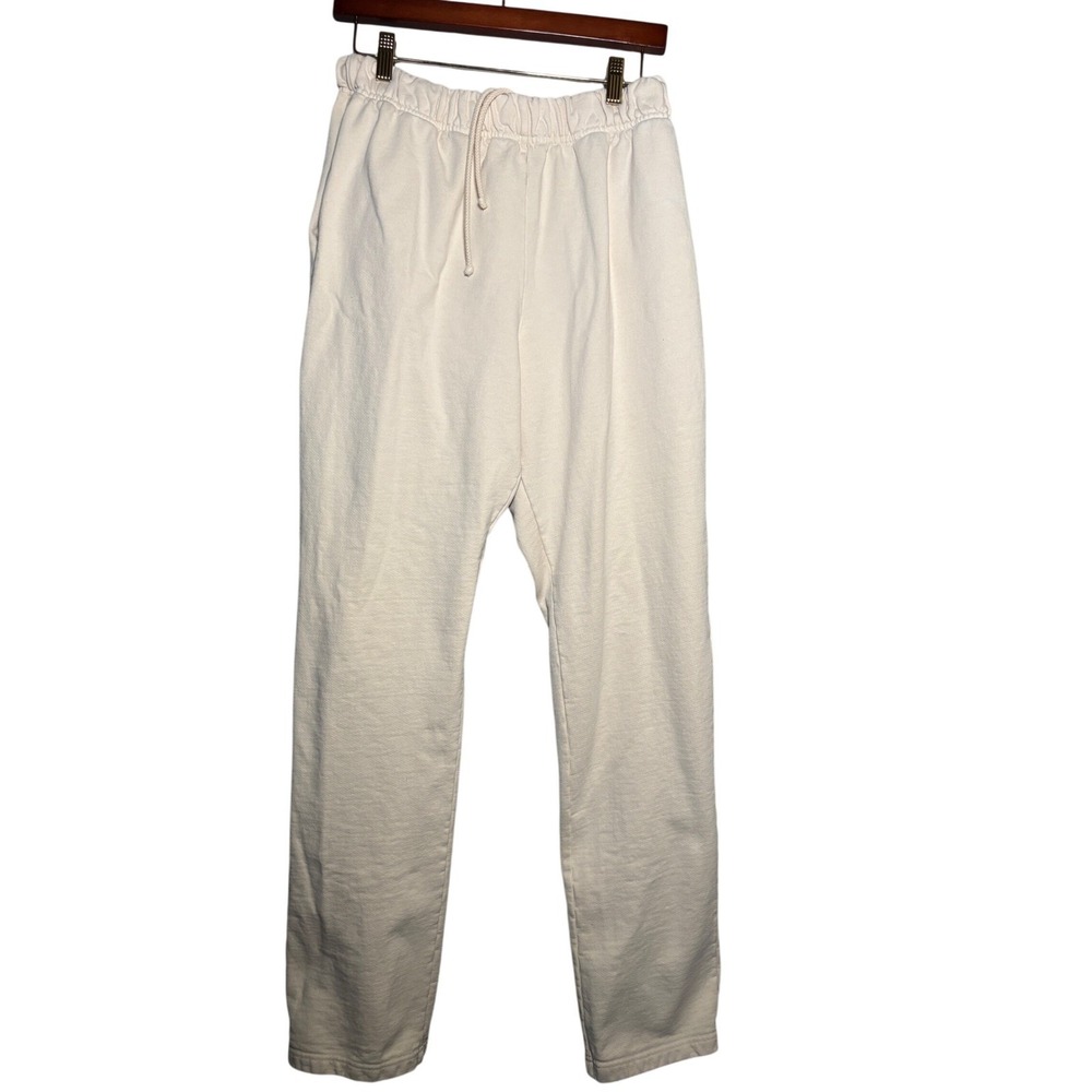 Good American Boyfriend Sweatpants Cream Bone Cotton Fleece Joggers Size 4 Cozy